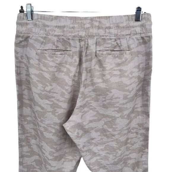 Athleta Cabo Tide Linen Jogger Neutral Tan Camo Size 12 - Picture 6 of 11